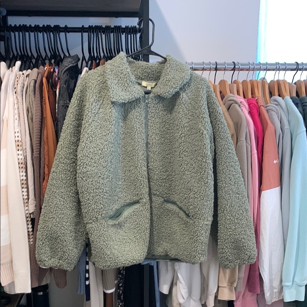 Women's Green Sherpa Jacket
